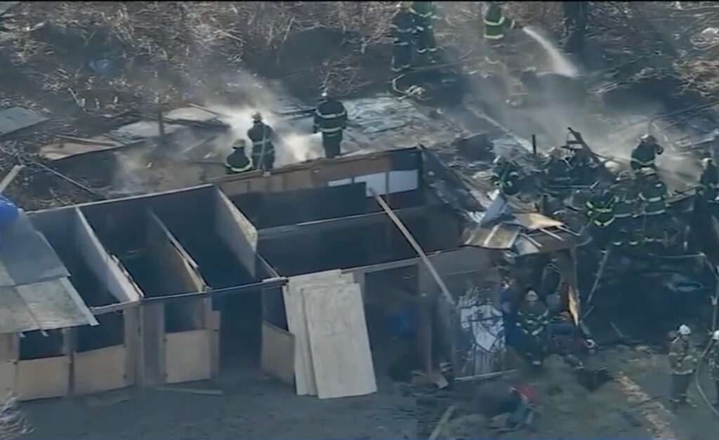 southwest-philadelphia-horse-stable-fire-2025-02 Firefighters putting out a fire