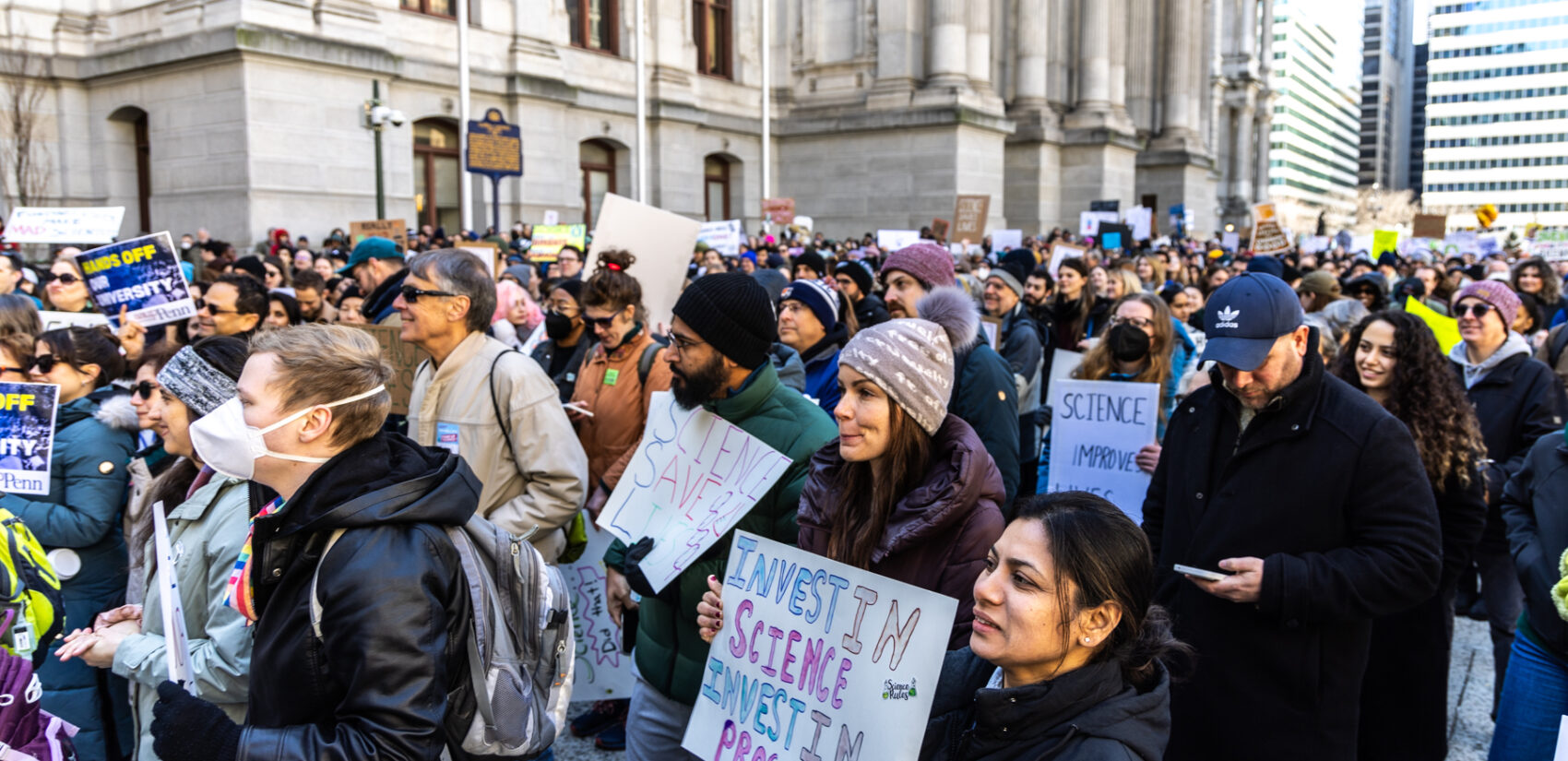 Protesters outside of City Hall