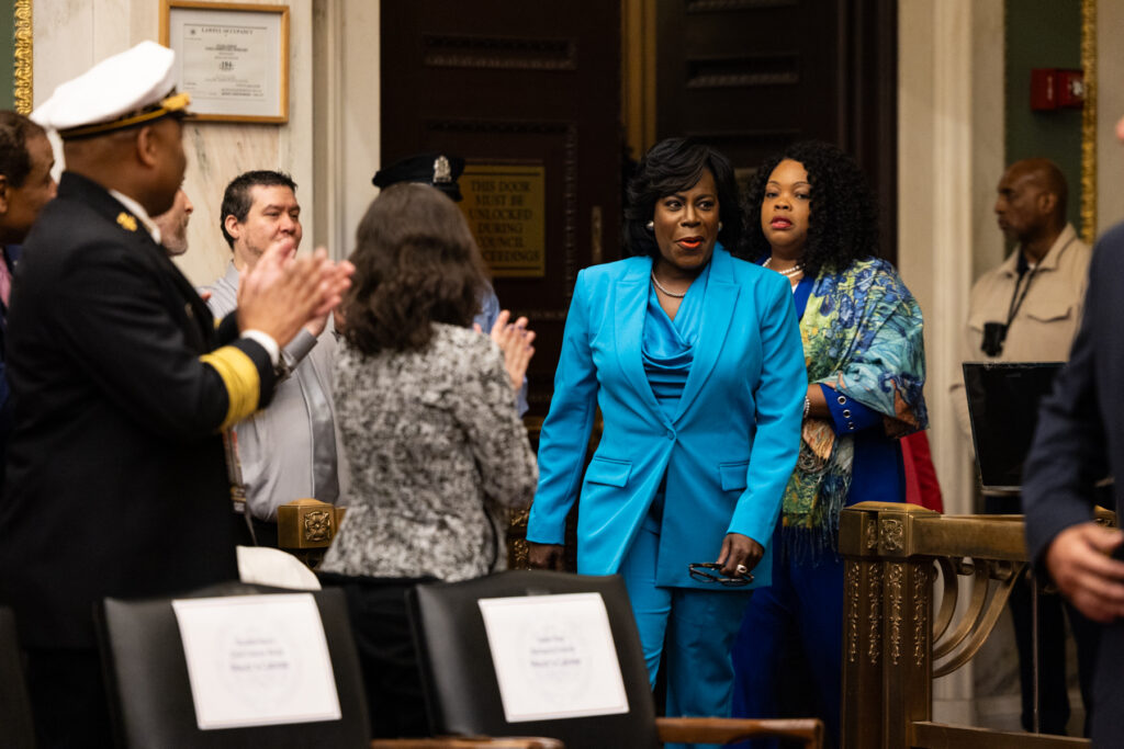 03 13 2025 k paynter mayor parker budget address_ Mayor Cherelle Parker enters council chambers