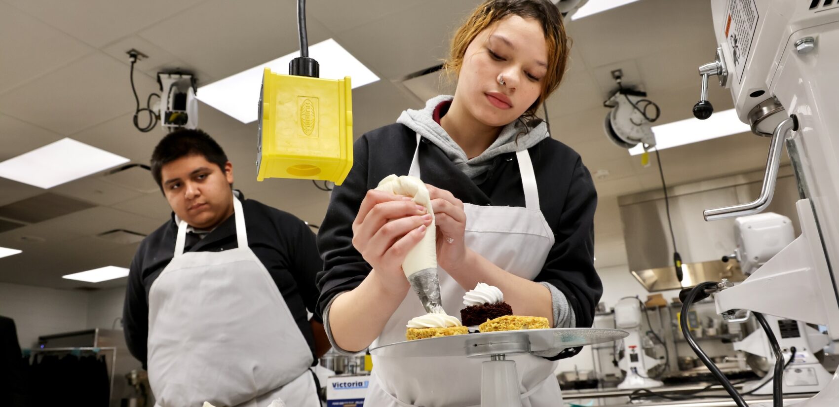Students working in the kitchen