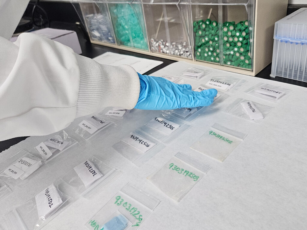 clear plastic baggies labeled