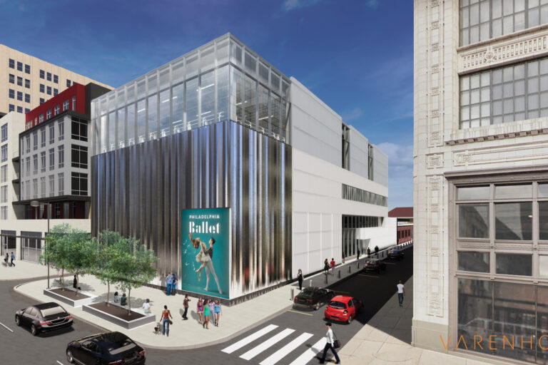 A rendering of the exterior of the ballet building