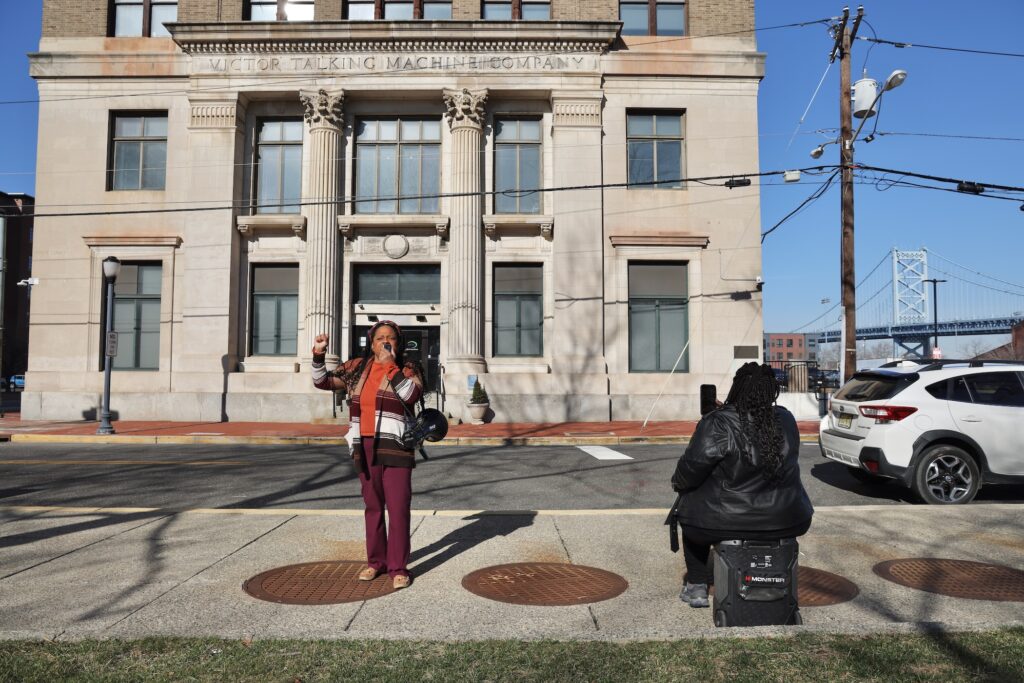 Aliya Jones (left) and Vida Neil stage a protest