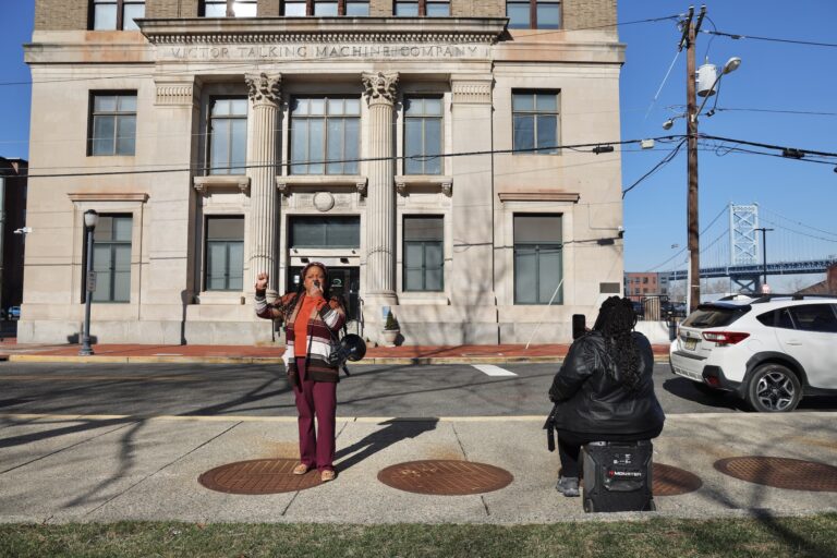 Aliya Jones (left) and Vida Neil stage a protest