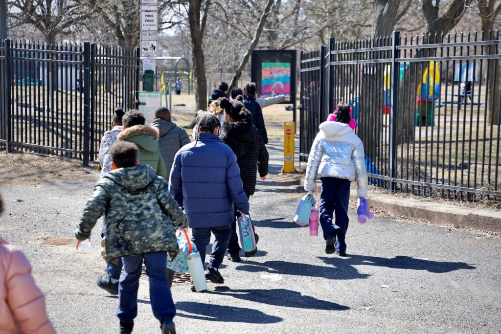 2025 02 28-e lee-camden nj-emr scrapyard fire sacred heart recess Students from Sacred Heart School in Camden