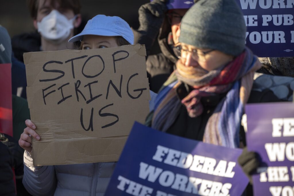 Mass Firings Demonstrators rally in support of federal workers