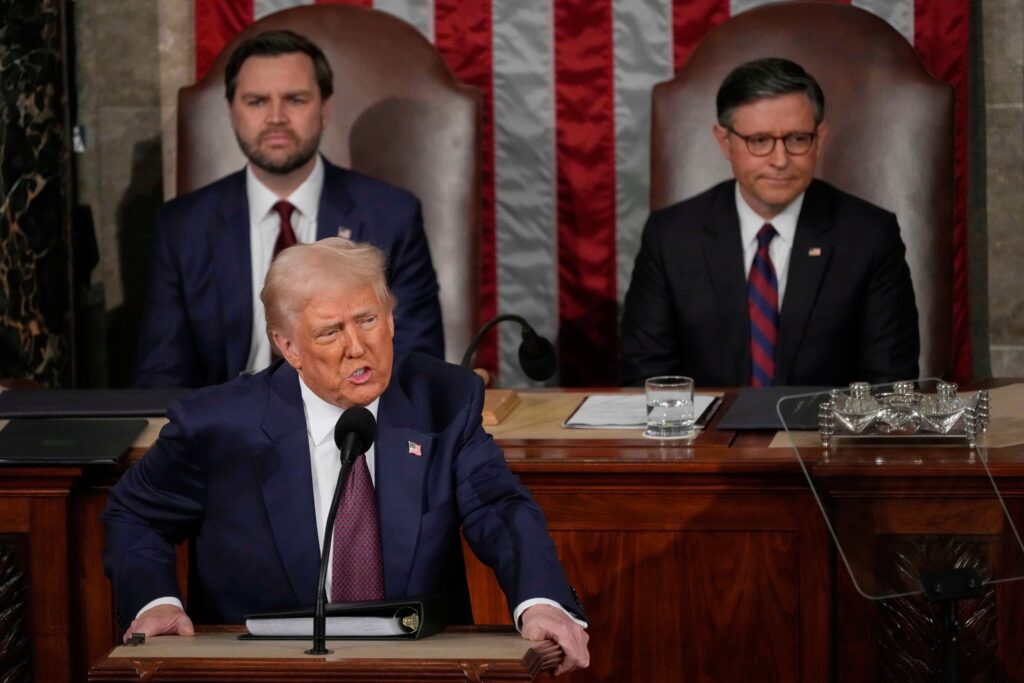 Donald Trump speaks at a joint address of Congress