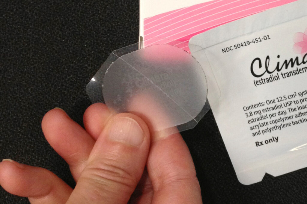 an estrogen patch for hormone therapy