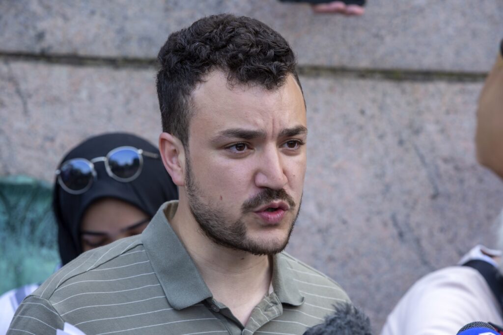 Campus Protests-Immigration Arrest Mahmoud Khalil at a protest