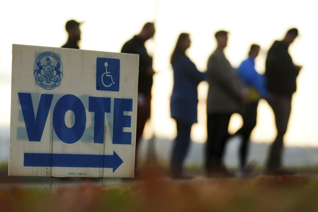 APTOPIX Election 2024 America Votes Pennsylvania Voters wait in line to cast their ballots at Scranton High School on Election Day, Nov. 5, 2024.