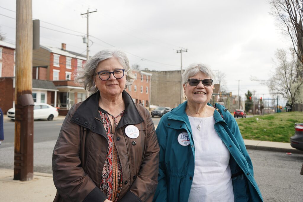 Rosemary Hughes and Peggy Wilson smile