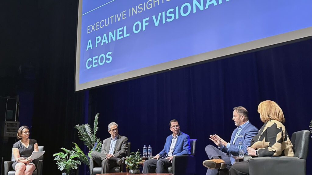 west_chester_ceo_conference Wawa CEO Chris Gheysens speaks to a number of other CEOs on a stage at West Chester University