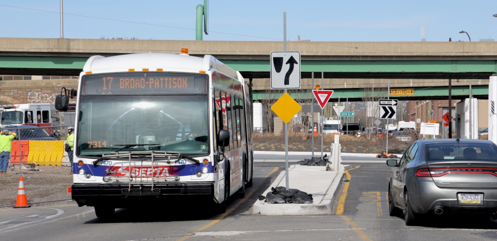 a bus on the roundabout
