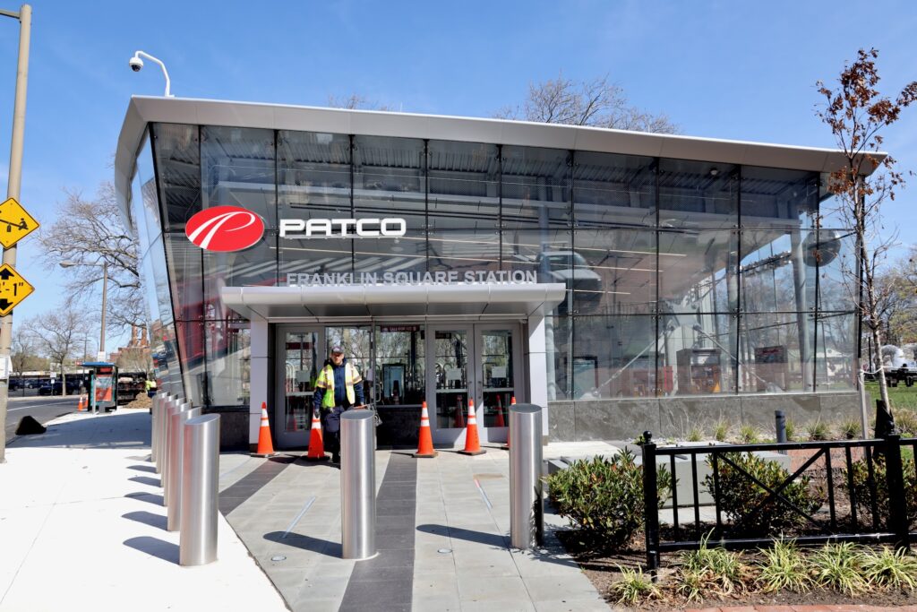 The exterior of the new Franklin Square station