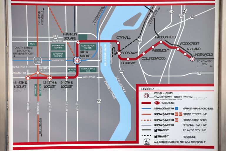 A map showing the routes for PATCO