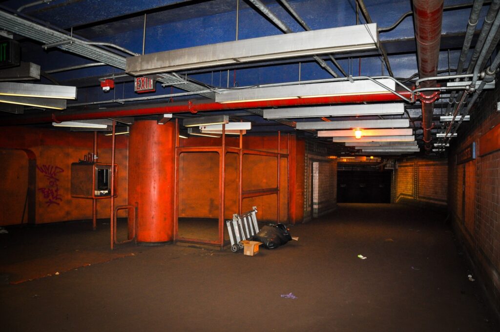 An archival photo inside the old Franklin Square station