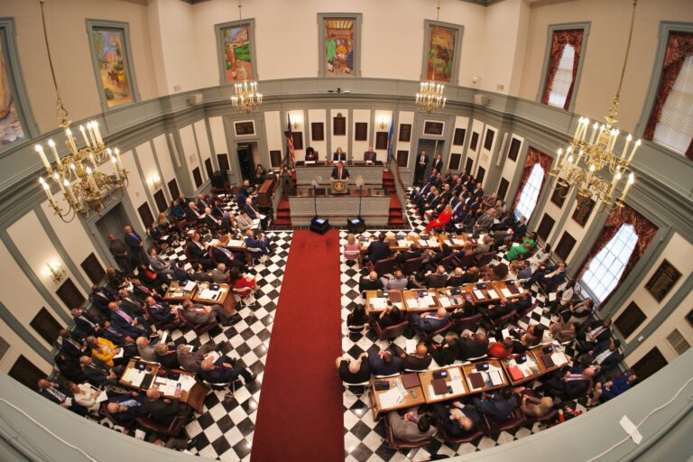 legislators in Delaware's Legislative Hall