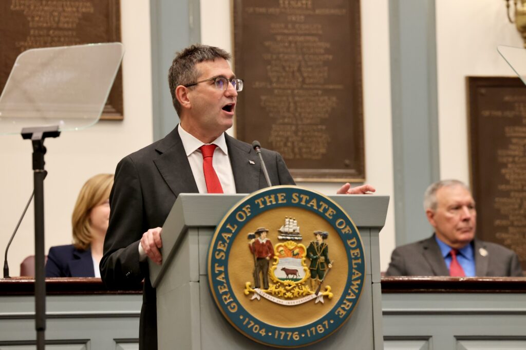 2025 04 10-e lee-matt meyer-dover del legislative hall-state of the state speak Matt Meyer speaks