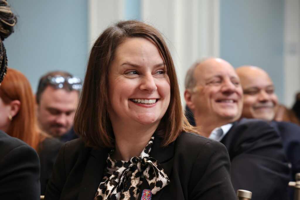 Meg Kane, host city executive and CEO of Philadelphia Soccer 2026, at a City Council hearing at the Museum of the American Revolution on the city's preparations for 2026 celebrations.