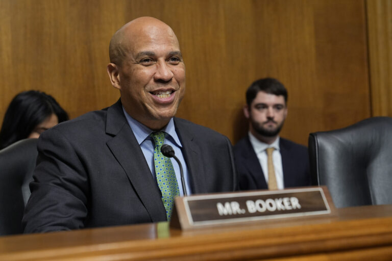 Sen. Cory Booker speaks during a hearing in Washington