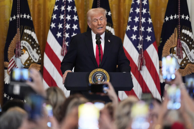 Trump speaking to the press