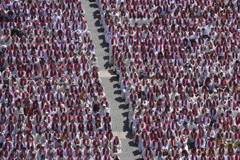 Clergy follow the funeral of Pope Francis