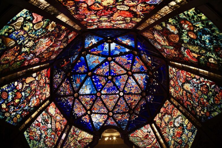 the top of the stained-glass dome in the exhibit