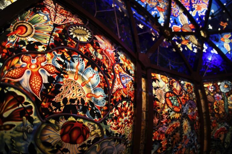 the top of the stained-glass dome in the exhibit
