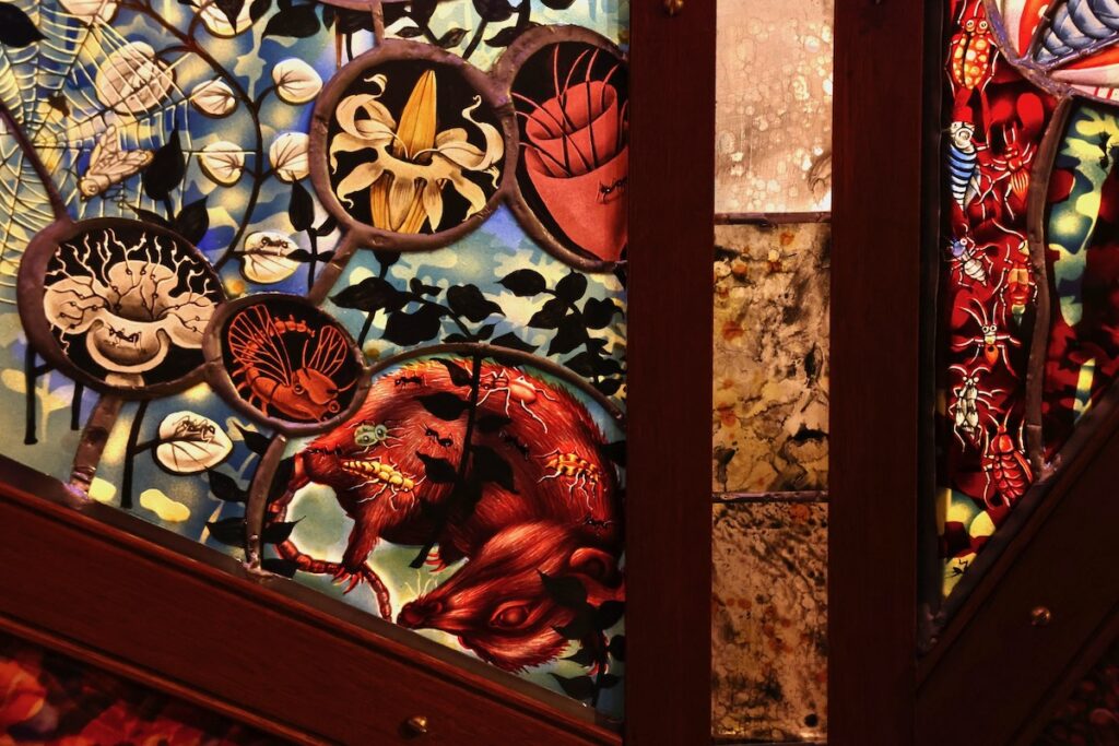 the top of the stained-glass dome in the exhibit
