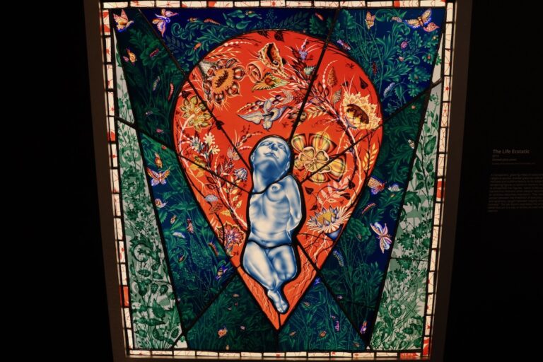a square glass piece by Judith Schaechter