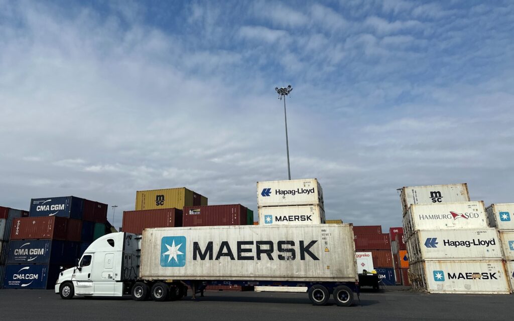 a Maersk truck driving