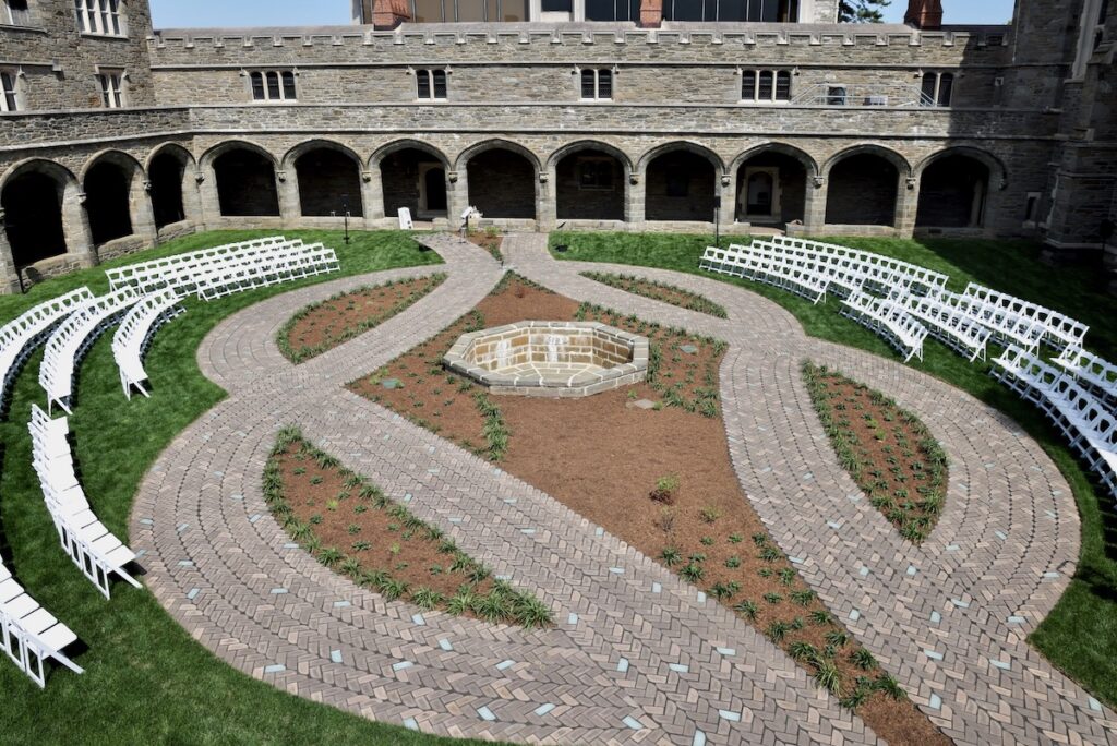 2025 04 24-e lee-bryn mawr college-monument to black staff High iew of ''Don't Forget to Remember (Me)'' braided pathway at Bryn Mawr College