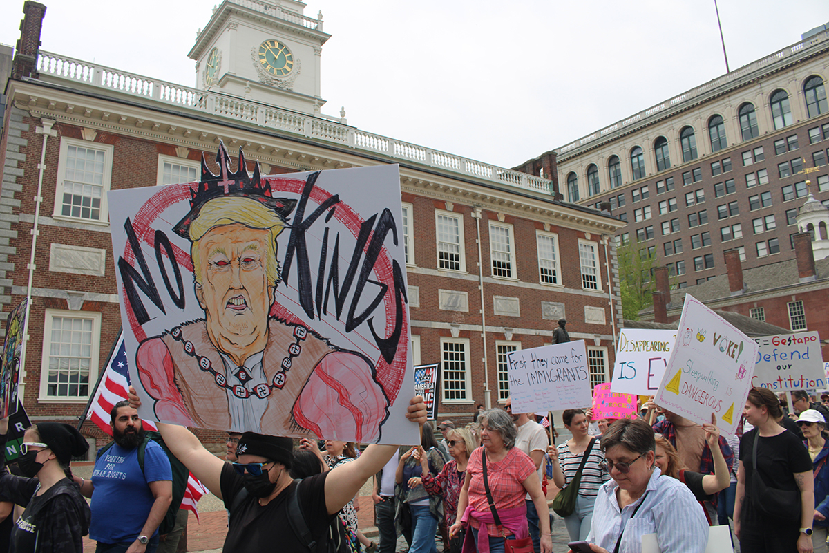 Protesters gather in Philadelphia for a “No Kings” 50501 rally against the Trump administration