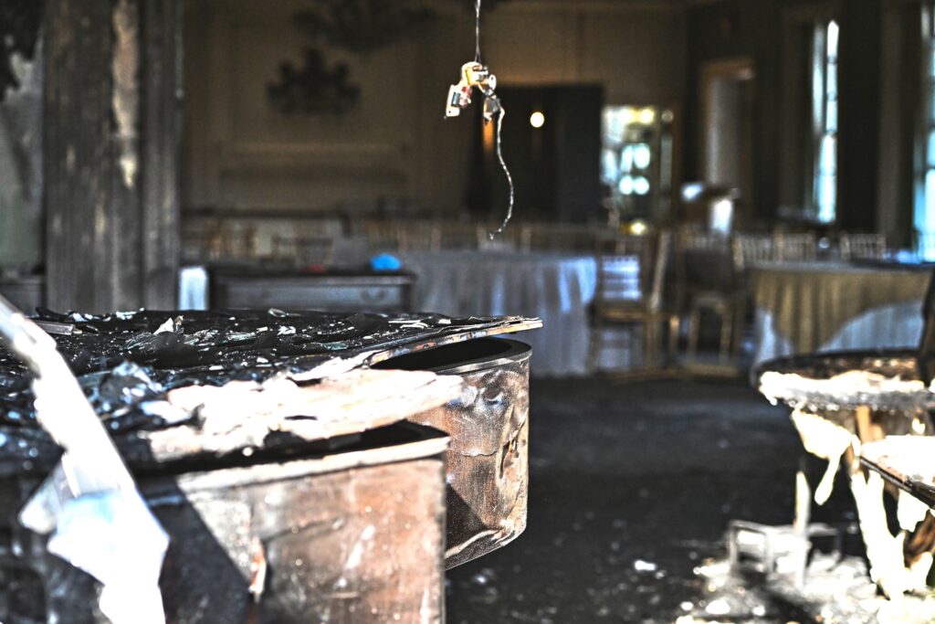 Burned remains of the home