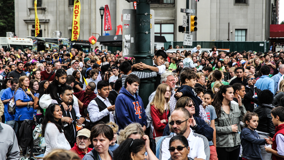a crowd at Logan Square