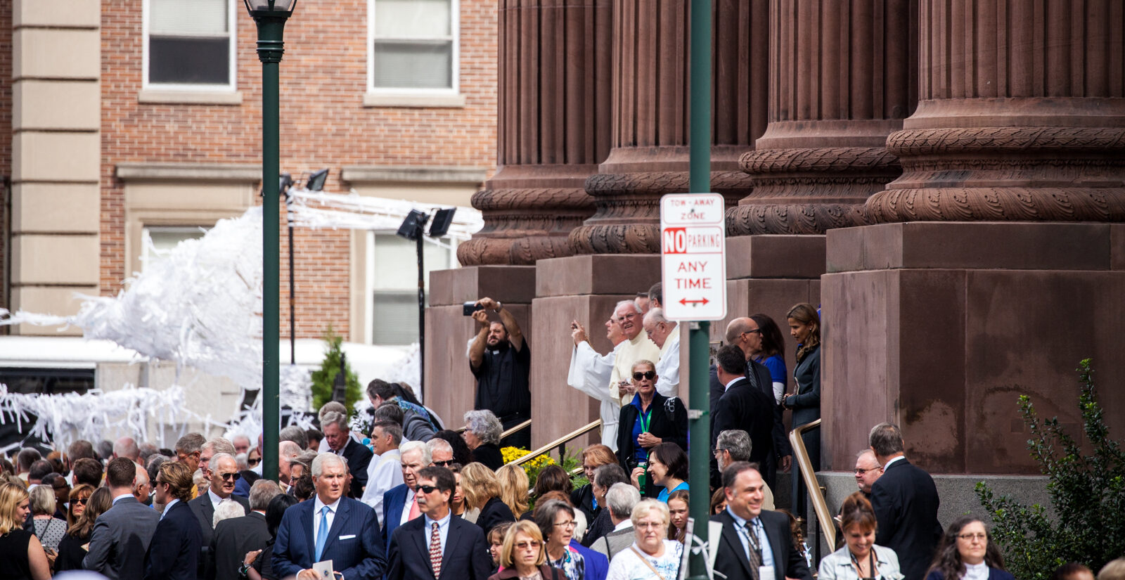 Invited guests leave the Basilica of Saint Peter and Paul