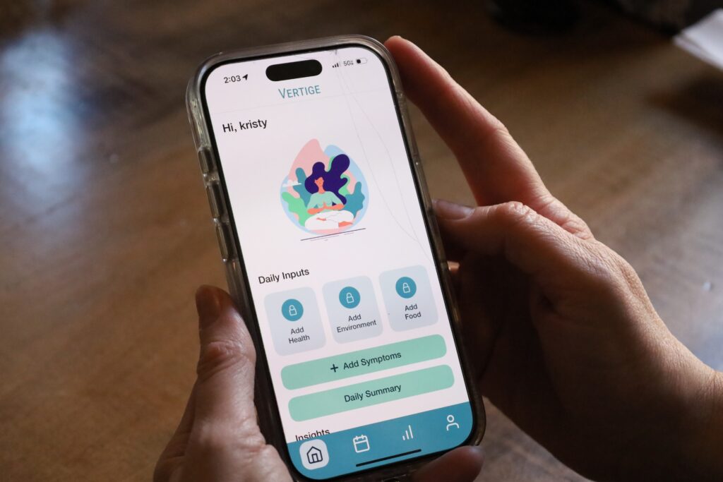 the Vertige app on a phone