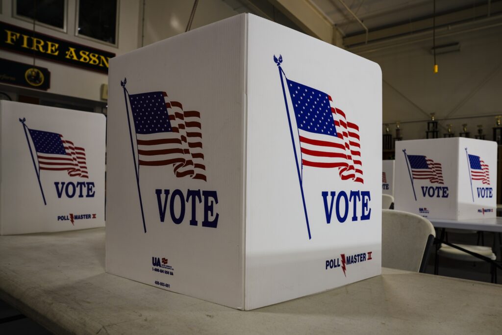 Voter Registration-Pennsylvania Voting booths set up on election day