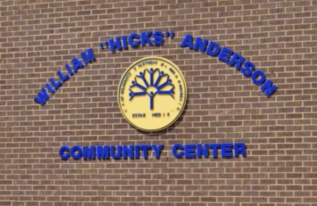 william-hicks-anderson-community-center-2025-05-01 The sign on the exterior of the community center