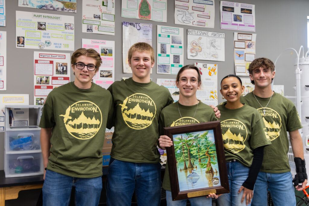 Delaware Enviorthon winners from Odessa High School from left: 1 Five students posing for a photo together