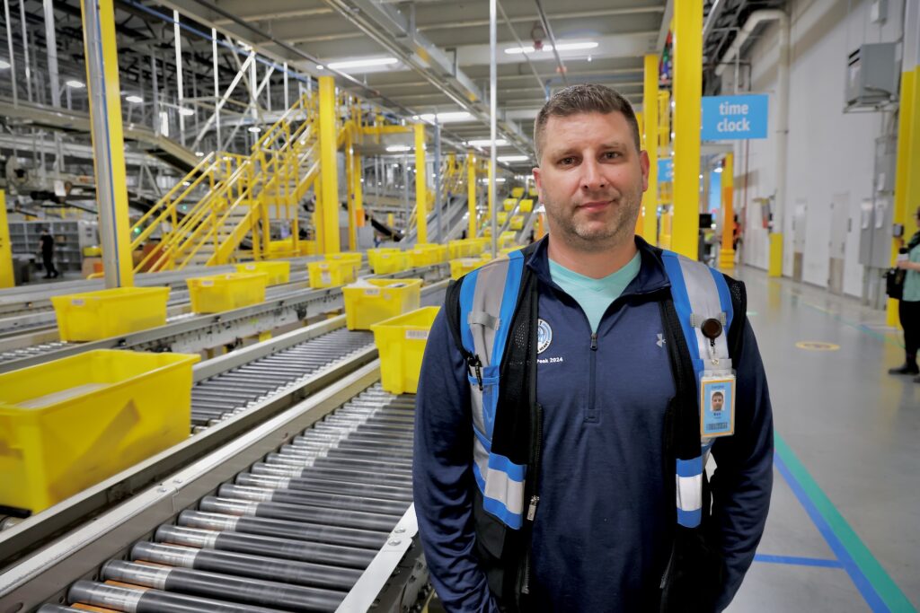 Ken Jones in the warehouse