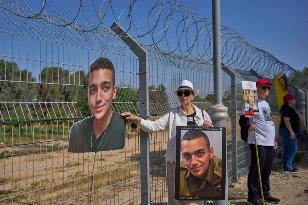 Edan-Alexander-hamas-hostage-2025 Varda Ben Baruch holds a picture of her grandson Edan Alexander near the Gaza border in Kibbutz Nir Oz