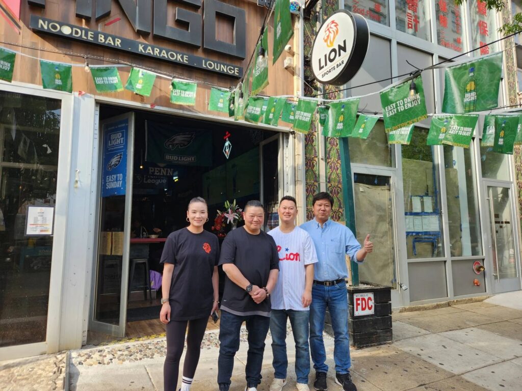 Annie Chi, Jack Chen, Mark Prinzinger and Kenny Poon at Lion Sports Bar on Arch Street