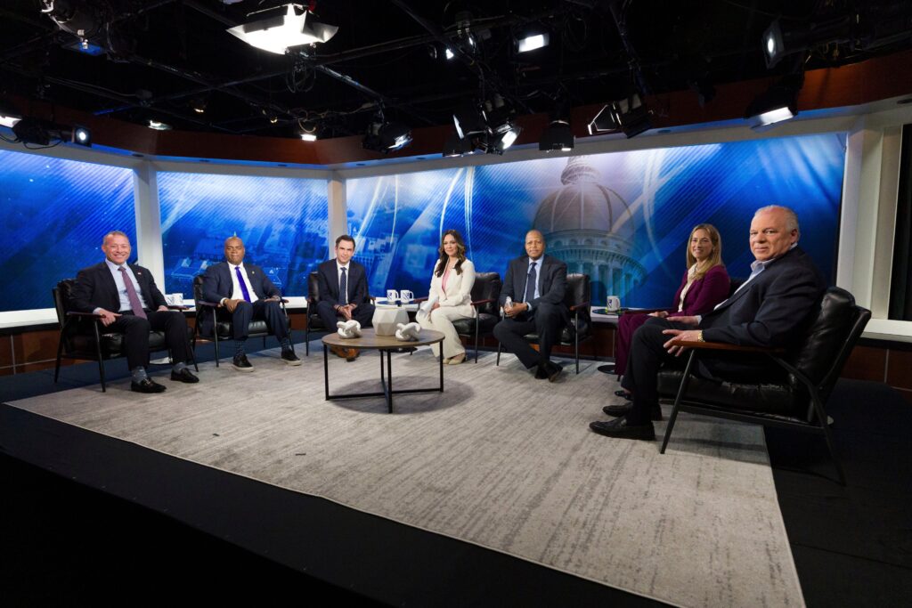 New-Jersey-Democratic-gubernatorial-primary-candidates-2025 New Jersey Democratic primary candidates for governor at a debate
