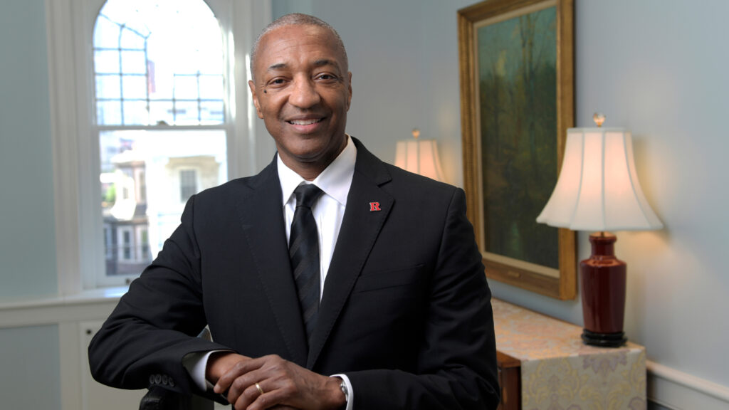 William-Tate-Rutgers-president the new Rutgers University president, William Tate IV, smiles