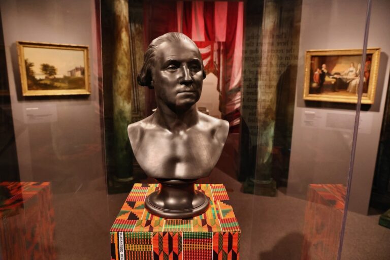 Bust of Georgle Washington on display at art exhibit