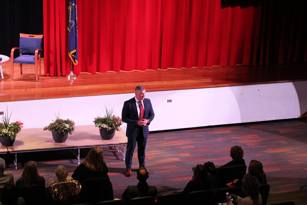 Abram Lucabaugh speaks at a Centennial School District forum