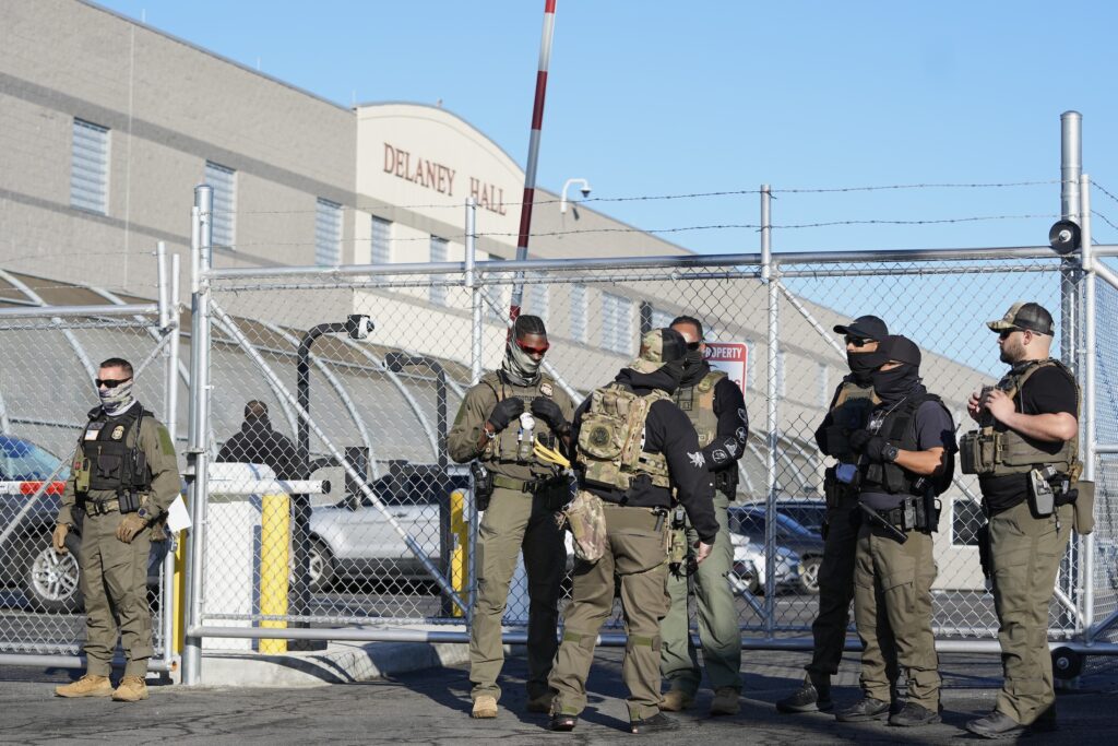 Immigration Detention New Jersey Security officers outside of the detention center