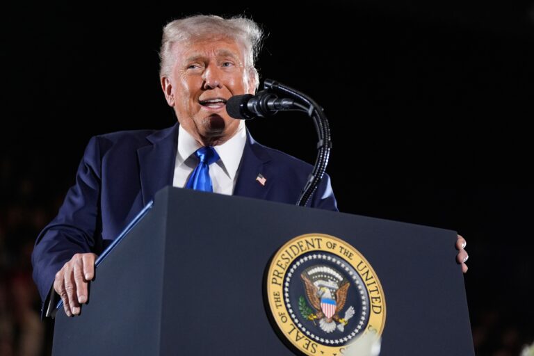 President Donald Trump gives a commencement address