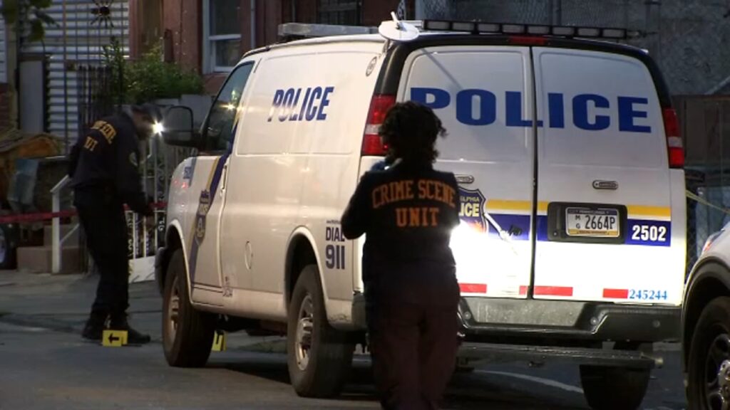 fairhill-officer-involved-shooting-6abc-052125 Officers are seen next to a police vehicle in Philadelphia